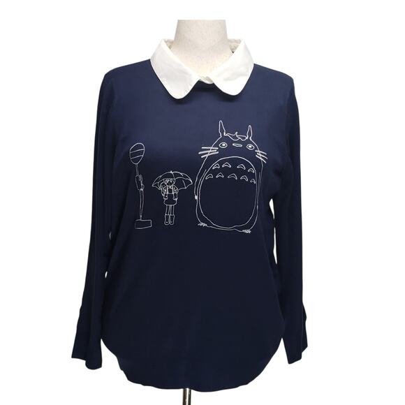 Studio by Torrid Totoro Sweater 1X Blue Animecore Fall Knit Peter Pan Collar - Picture 1 of 10
